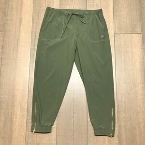 Albion Jetsetter Joggers Pants Womens Size PM Medium Green Ankle Zip Travel